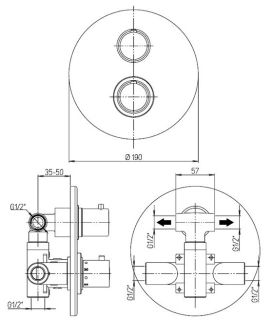 Встраиваемый смеситель для душа Paini Cox 78CR691TH с термостатом и дивертором хром